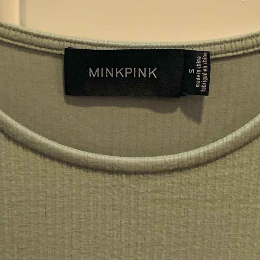 MINKPINK Sage Green Ruched Bodycon Midi Dress Size S - Picture 3 of 9
